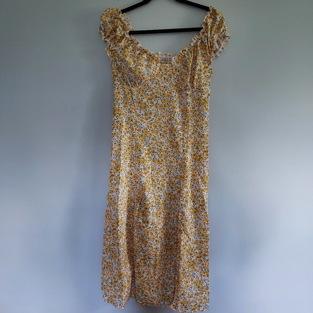 Temu floral dress with slit up slightly higher than knee